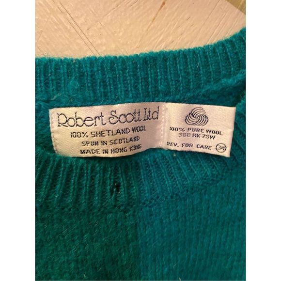 Vintage Robert Scott Ltd Shetland wool sweater vest size 34 Made in Hong Kong Bl - Picture 4 of 7